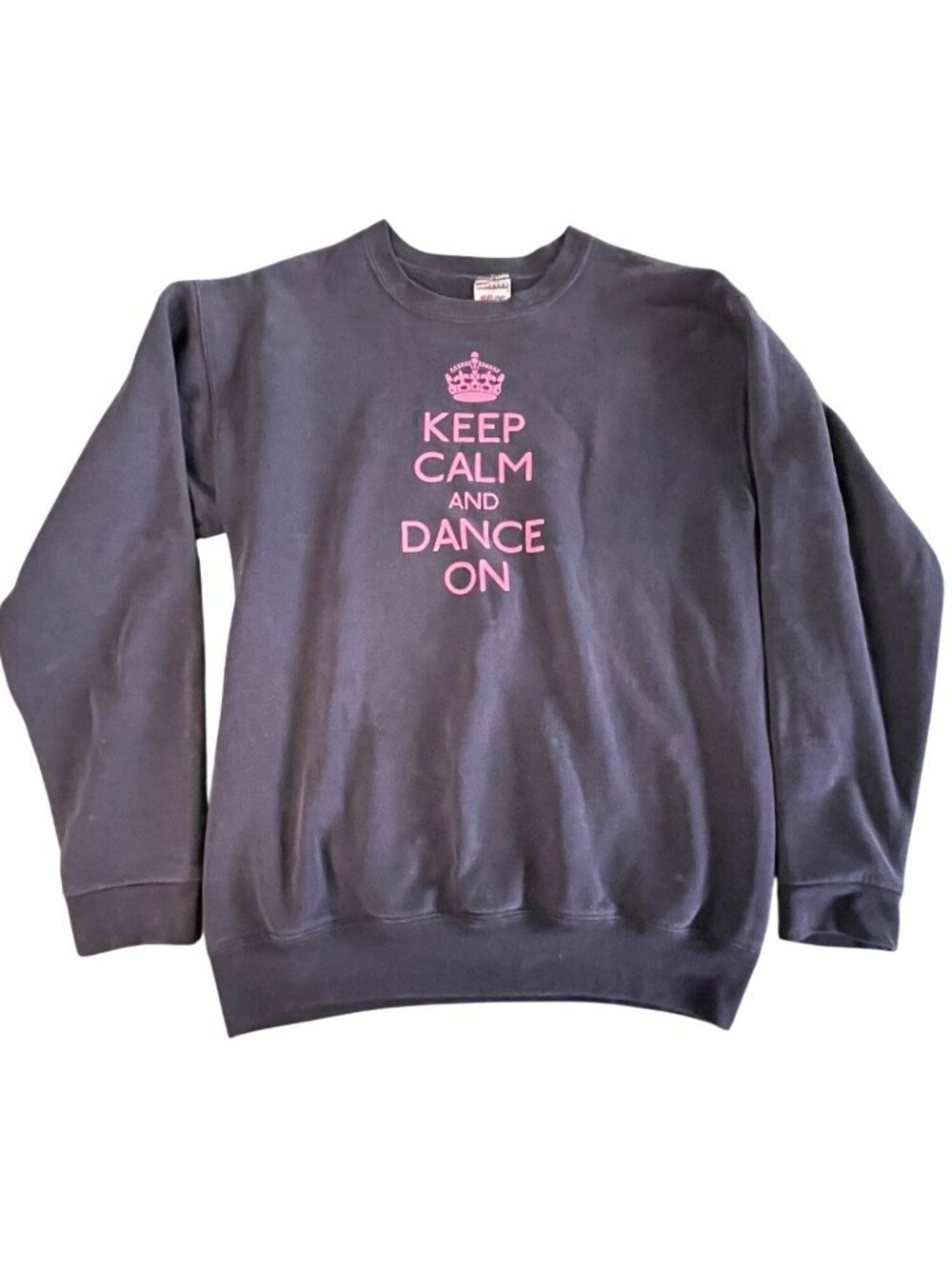 Keep Calm And Dance On Jerzees NuBlend Black XL Youth Crewneck Sweatshirt Cotton